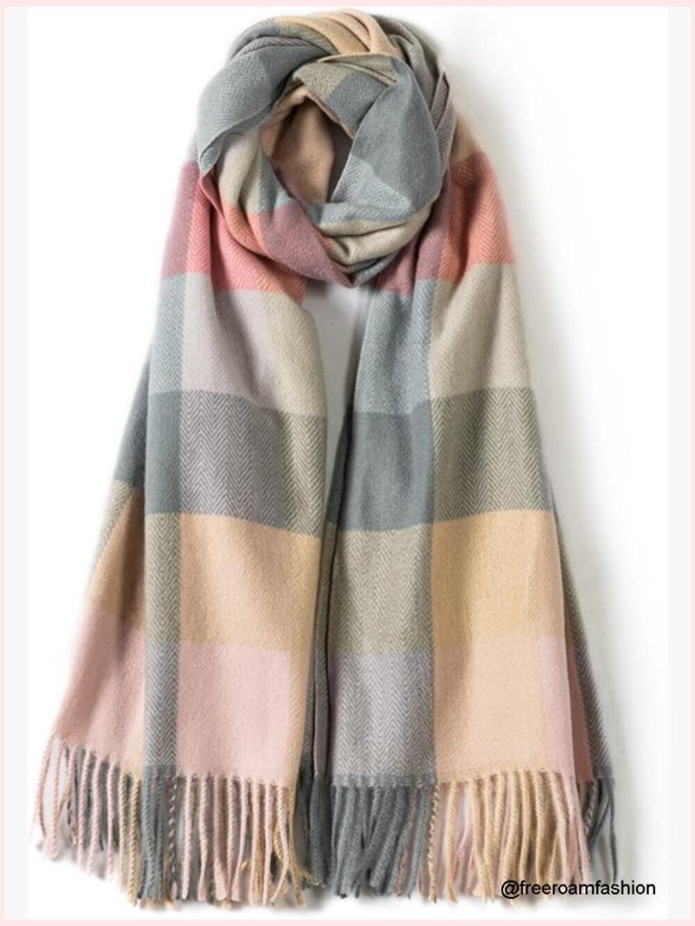 Large Soft Wool Blend Scarf Shawl Wrap with Fringes